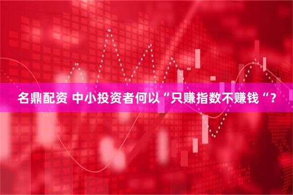 名鼎配资 中小投资者何以“只赚指数不赚钱“？
